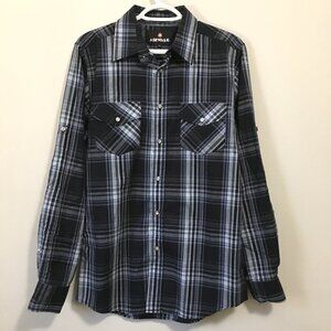 Airwalk Blue and White Cotton Blend Button Down Shirt